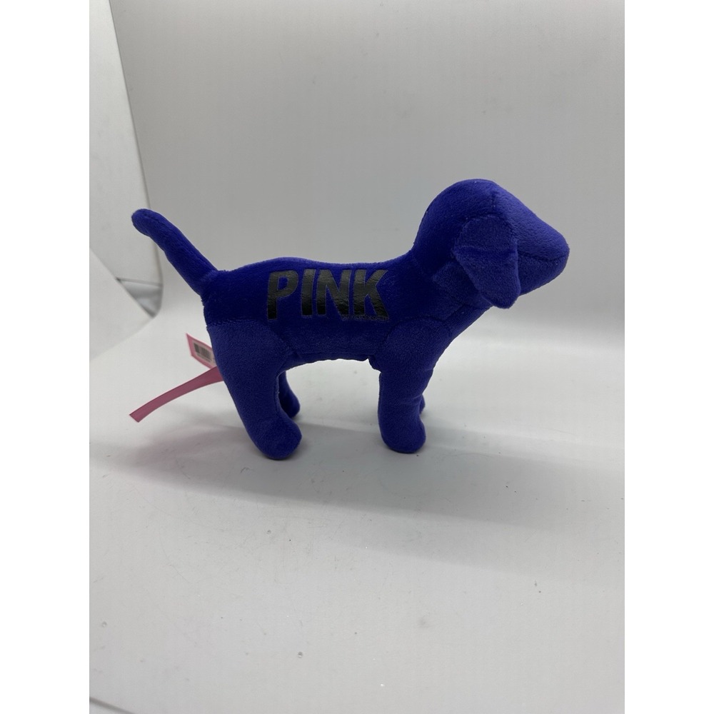 Victoria Secret PINK Plush Dog- Y2K Room Decor- Indigo Velvet Spellout‎ "Love"
